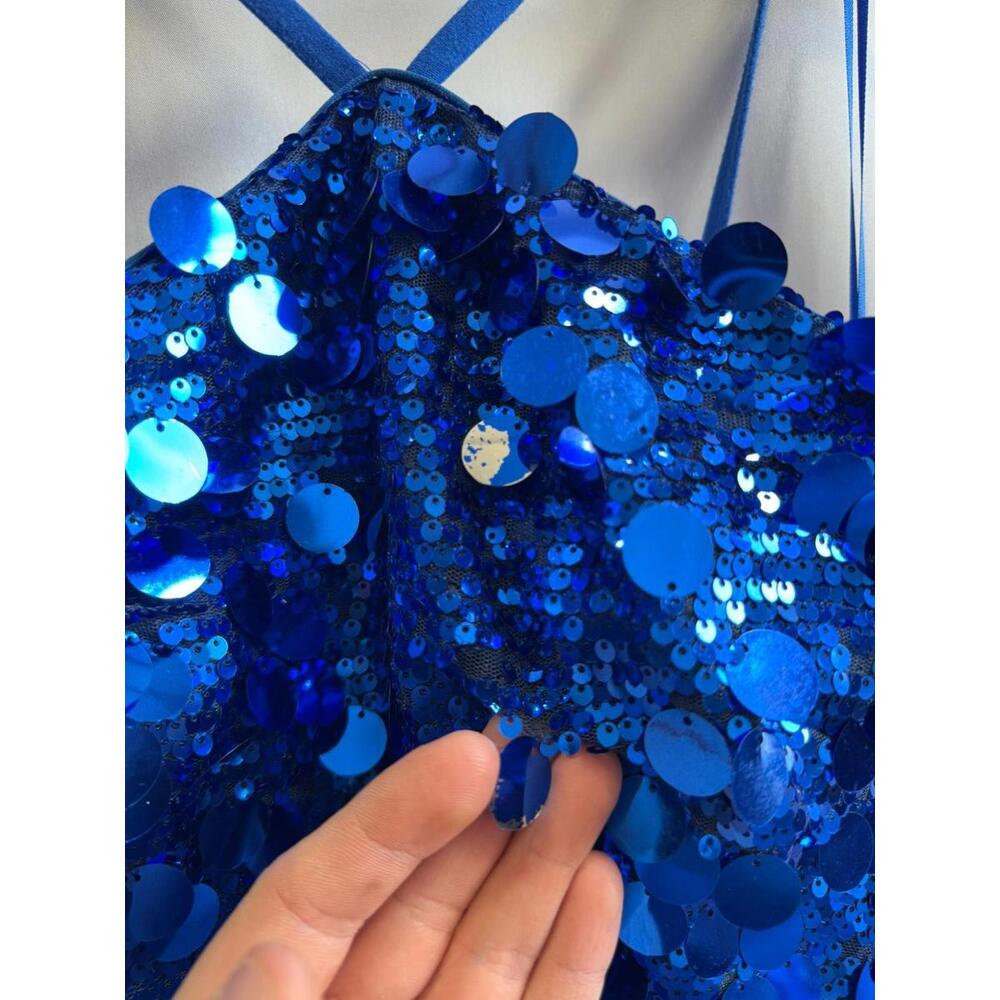 Dress The Population Suri Dress Blue Size XS Fading Sequins - Picture 8 of 9